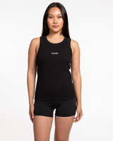 The Ribbed Full Length Tank - Black - Training Club - Center Chest Stacked - Embroidered - White