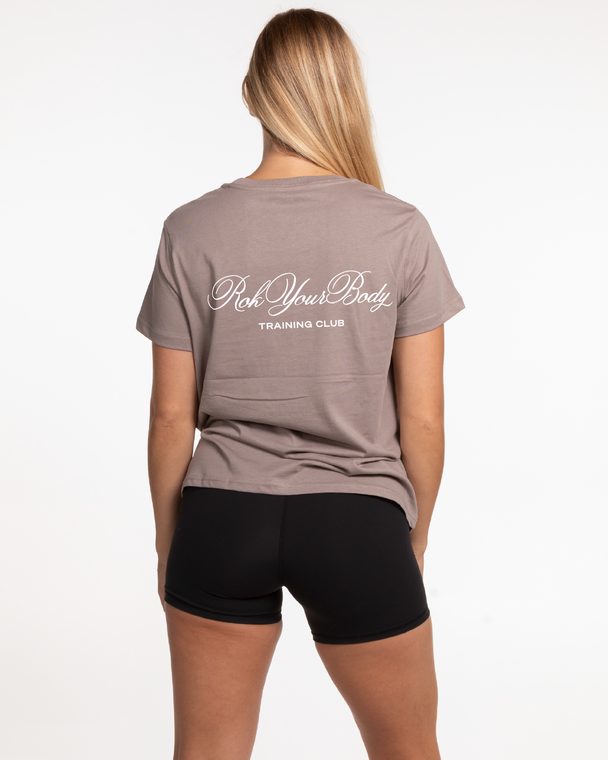 The Womens Tee - Mushroom - Training Club - Center Chest & Back Center Stacked - Printed - White