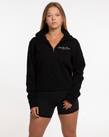 The Womens 1/4 Zip - Black - Training Club - Left Chest Stacked - Embroidered - White