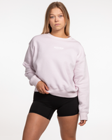 The Womens Crewneck - Orchid - Training Club - Center Chest Stacked - Printed - White