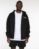The Mens Zip Hoodie - Black - Training Club - Left Chest Stacked - Printed - White