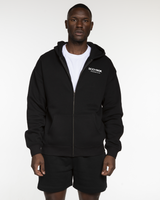 The Mens Zip Hoodie - Black - Training Club - Left Chest Stacked - Printed - White