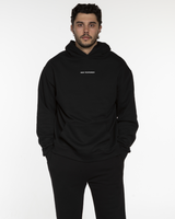 The Mens Hoodie - Black - Training Club - Center Chest - Back Stacked - Printed - White