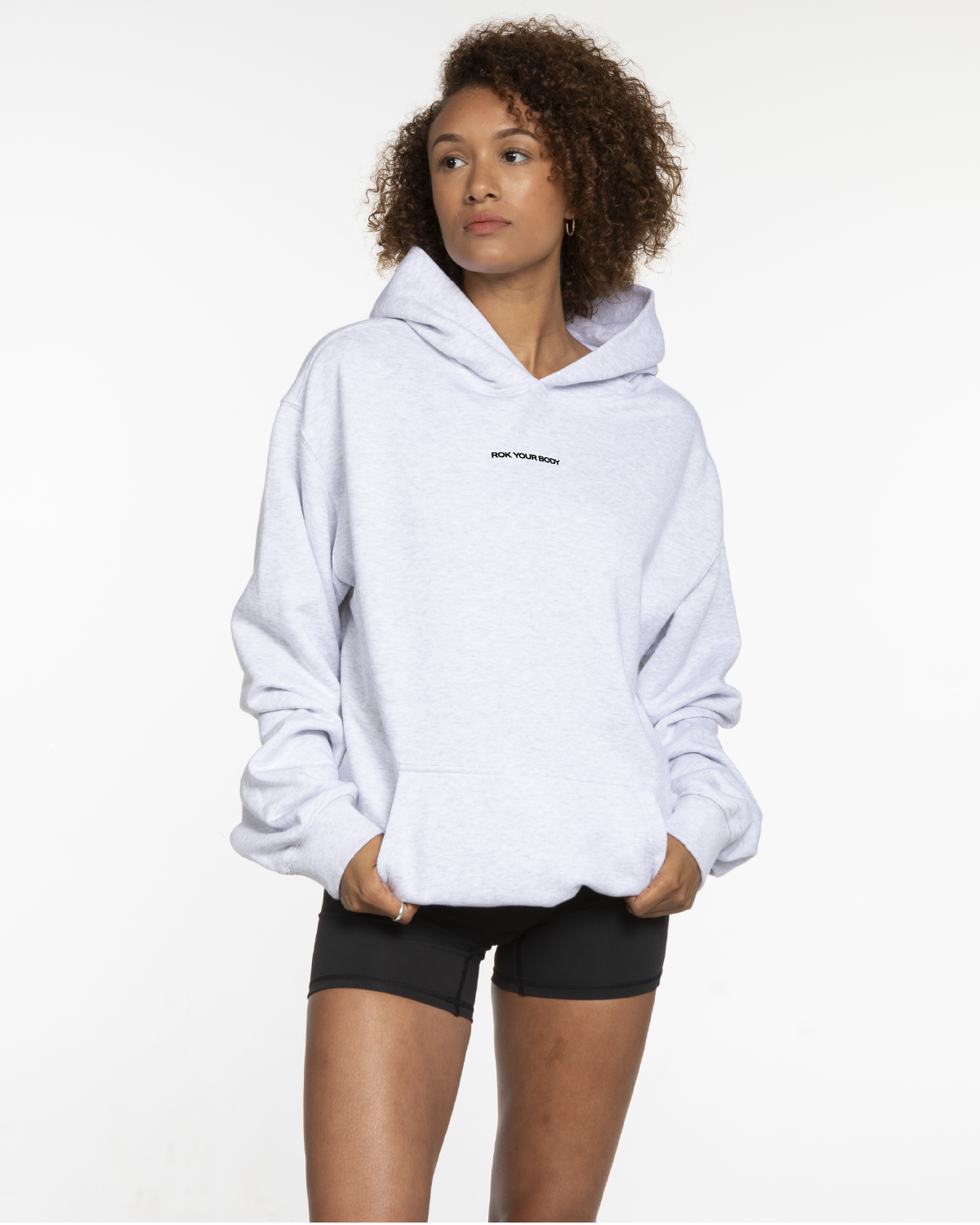 The Mens Hoodie - White Heather - Training Club - Left Chest - Back Stacked - Printed - Black