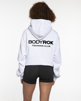 The Mens Hoodie - White Heather - Training Club - Left Chest - Back Stacked - Printed - Black