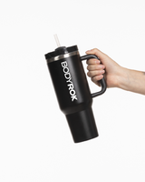 The Tumbler Cup - Black - Training Club - Front Vertical Text - "Bodyrok" Logo - Printed - White