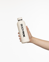 The Water Bottle - Off White - Training Club - Front Vertical Text - "Bodyrok" Logo - Printed - Black