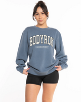 The Midweight Unisex Crewneck - Washed Slate - Varsity 2026 - Center Chest Stacked Location - Printed - Full Color