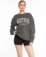 The Midweight Unisex Crewneck - Washed Black - Varsity 2026 - Center Chest Stacked Location - Printed - Full Color