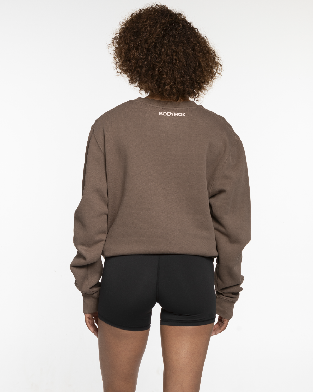 The Mens Classic Crewneck - Walnut - Bodyrok Employee - Center Chest Embroidered - Back Neckline Printed - Off White