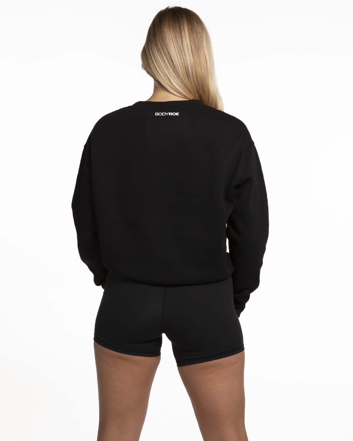 The Womens Crewneck - Black - Bodyrok Employee - Left Chest & Back Neckline - Printed - White