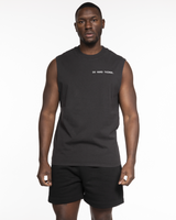 The Mens Heavyweight Tank - Washed Black - Bodyrok Employee - Left Chest & Back Vertical - Printed - White