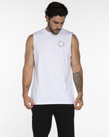 The Mens Classic Tank - White - Bodyrok Employee - Left Chest & Back Neckline - Printed - Storm Gray