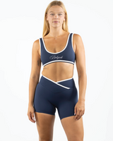 The Piped Bra - Navy - Summer 2026 - Center Chest Script - Printed - White