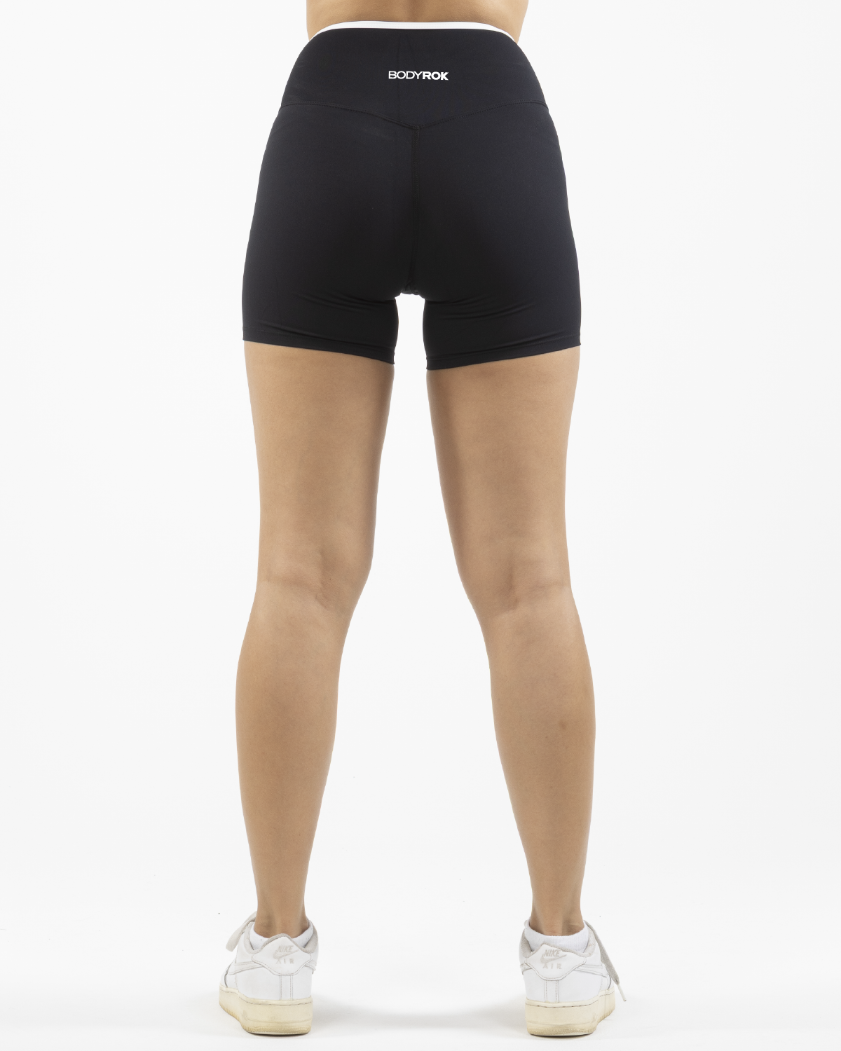 The Piped Crossover Short - Black - Bodyrok Employee - Back Waistline - Printed - White
