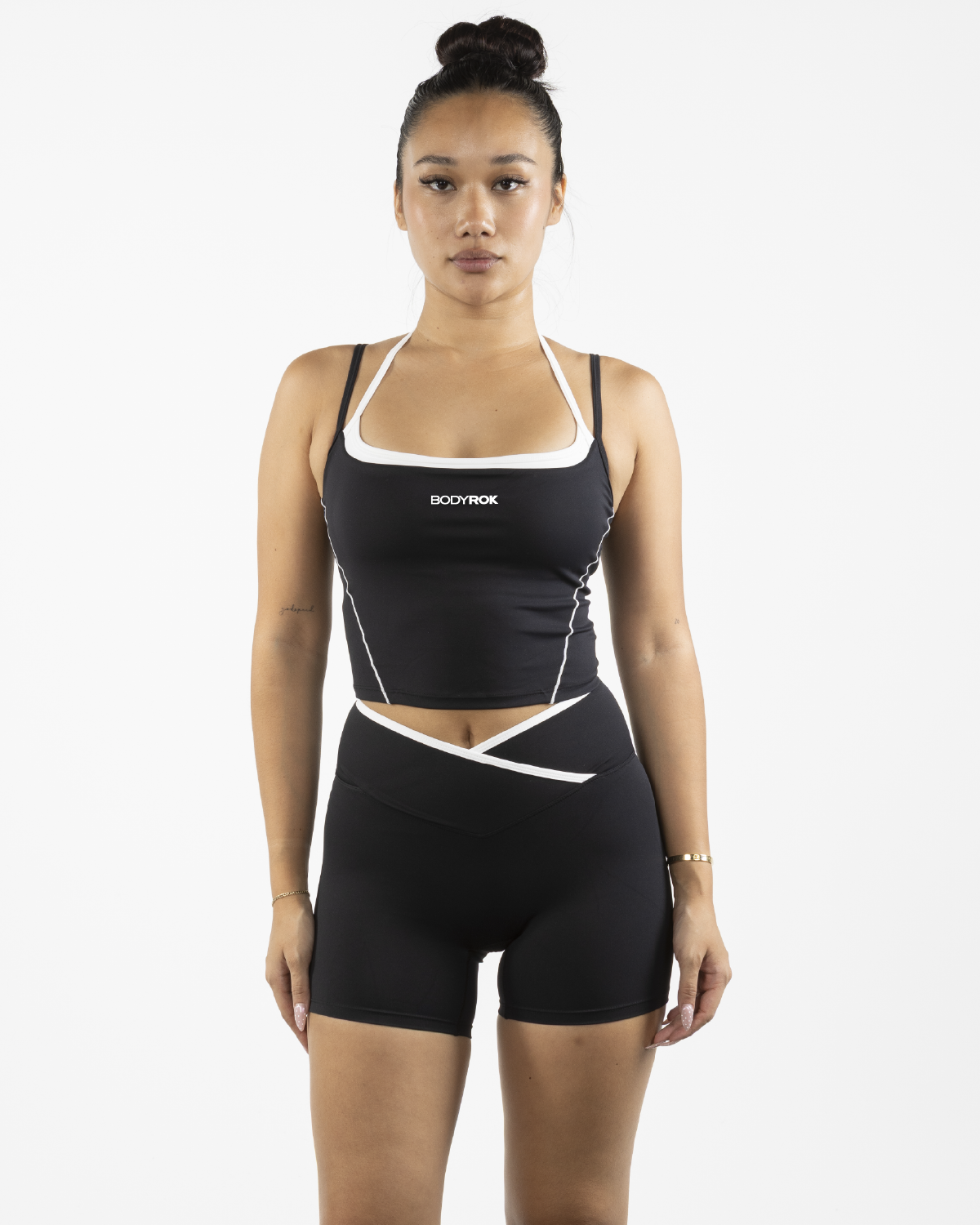 The Piped Tank - Black - Bodyrok Employee - Center Chest - Printed - White