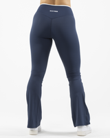 The Crossover Flare Legging - Navy - Bodyrok Employee - Back Waistline - Printed - White
