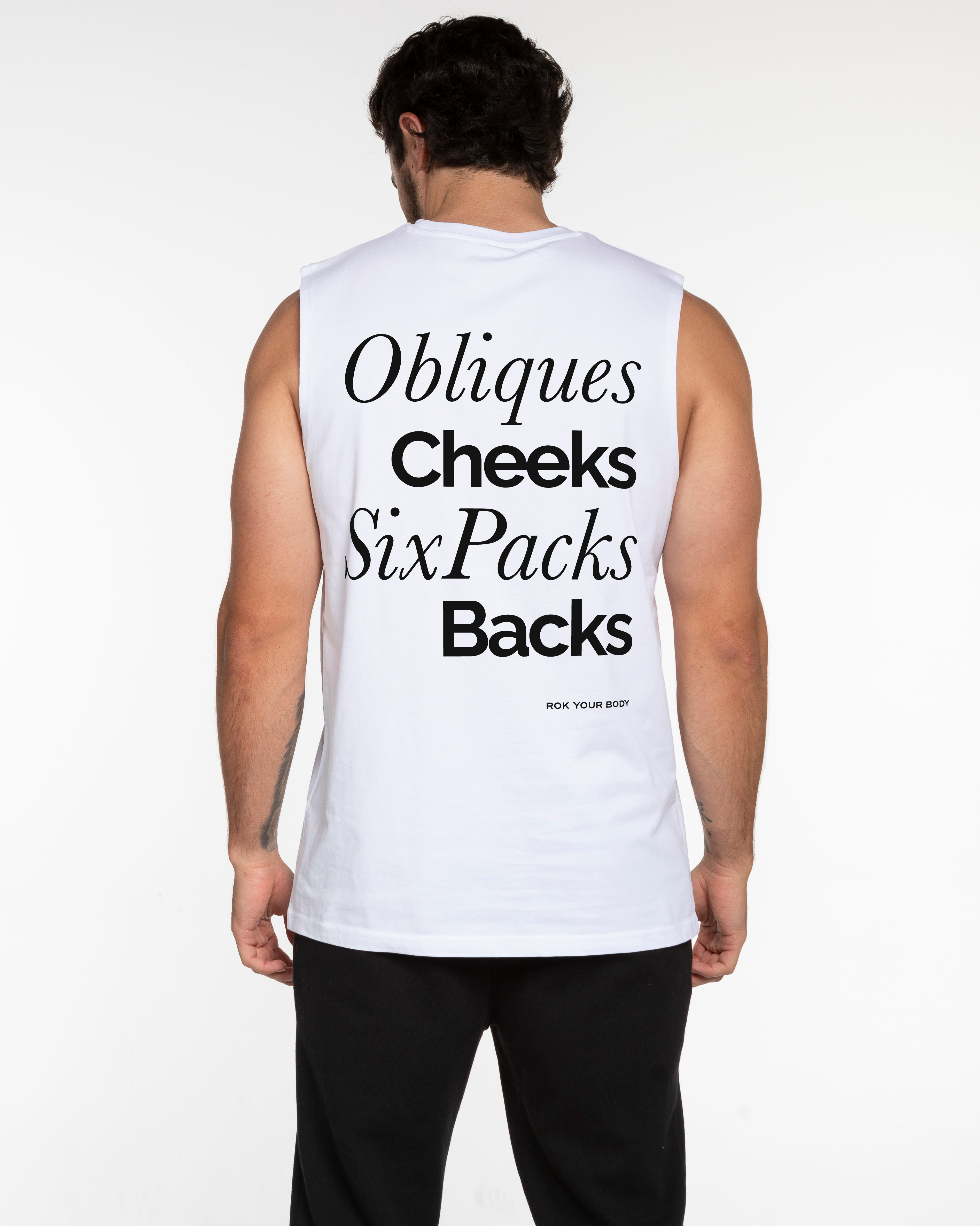 The Mens Classic Tank - White - Summer 2026 - Center Chest & Back Stacked - Printed - Black