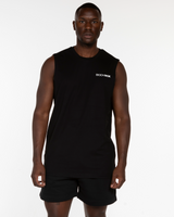 The Mens Classic Tank - Black - Summer 2026 - Center Chest & Back Stacked - Printed - White