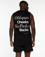The Mens Classic Tank - Black - Summer 2026 - Center Chest & Back Stacked - Printed - White