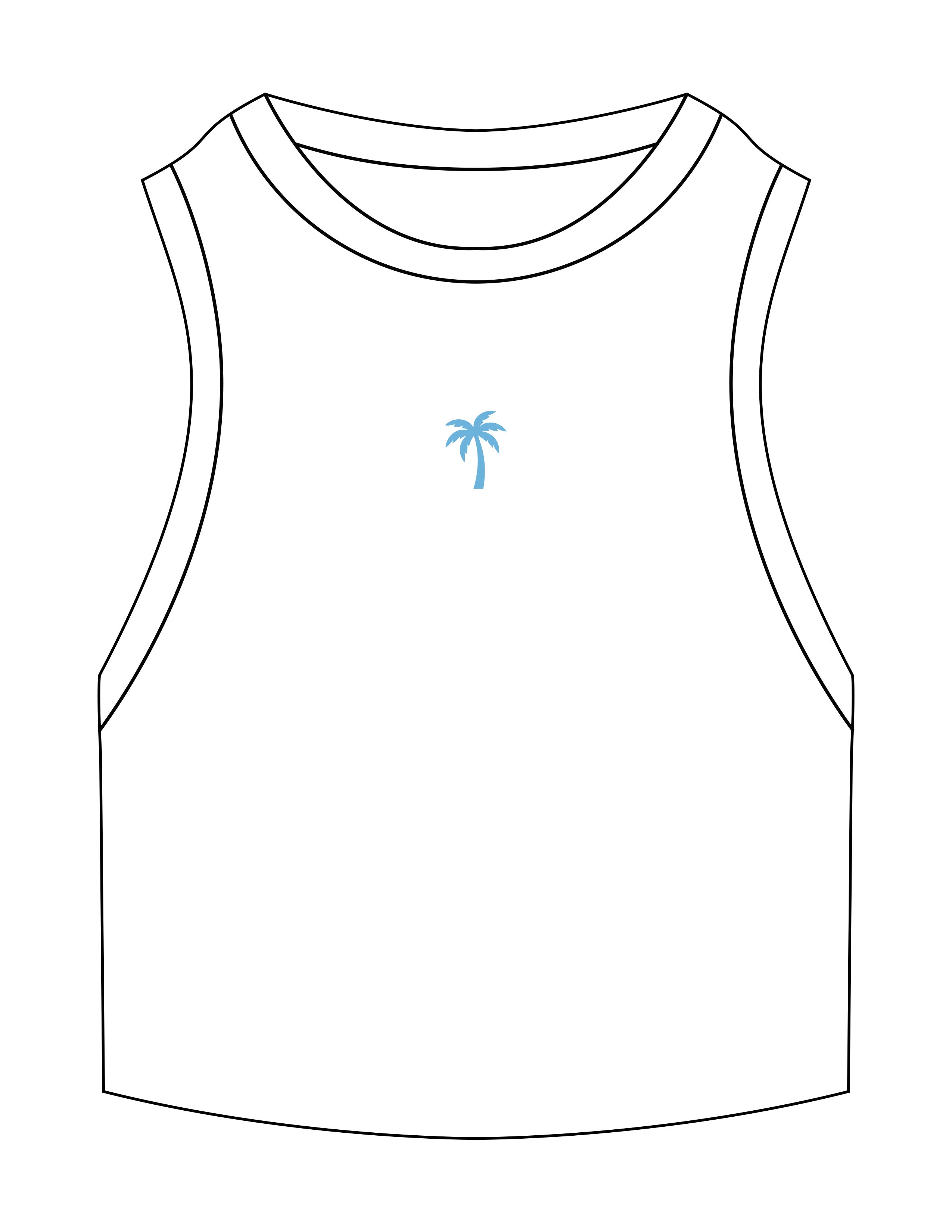 The Ribbed Crop Tank - White - BRIELLELEON - Center Chest Palm Tree - EMB - Baby Blue