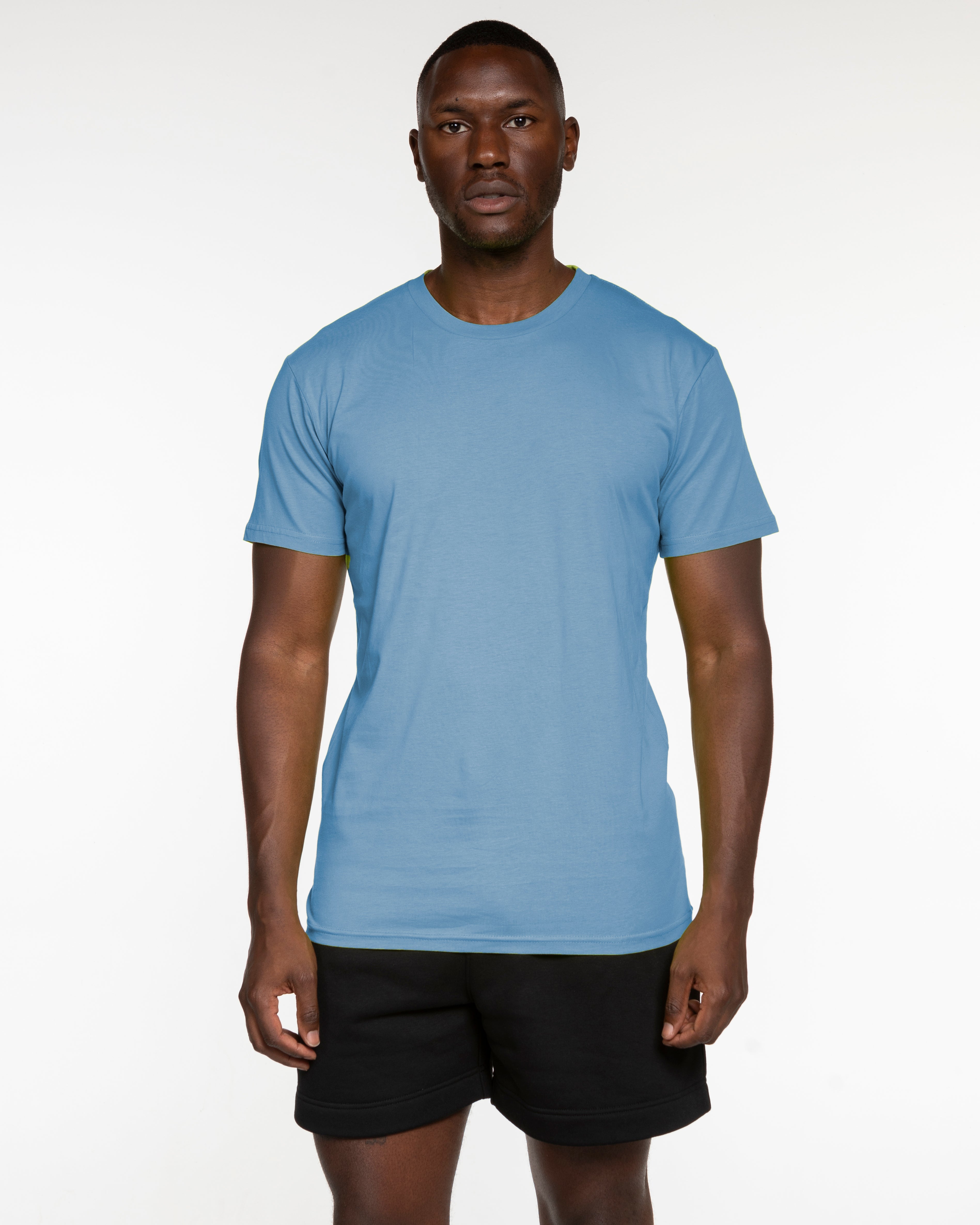 The Mens Tee - Carolina Blue - Reiner Pump Systems - Left Chest & Back Stacked - Printed - Navy