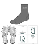 The 3/4 Crew Sock - Charcoal - Define Lagree - Top & Bottom Text - White - Hexagon Shape Grip - Transparent