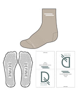 The 3/4 Crew Sock - Tan - Define Lagree - Top & Bottom Text - White - Hexagon Shape Grip - Transparent
