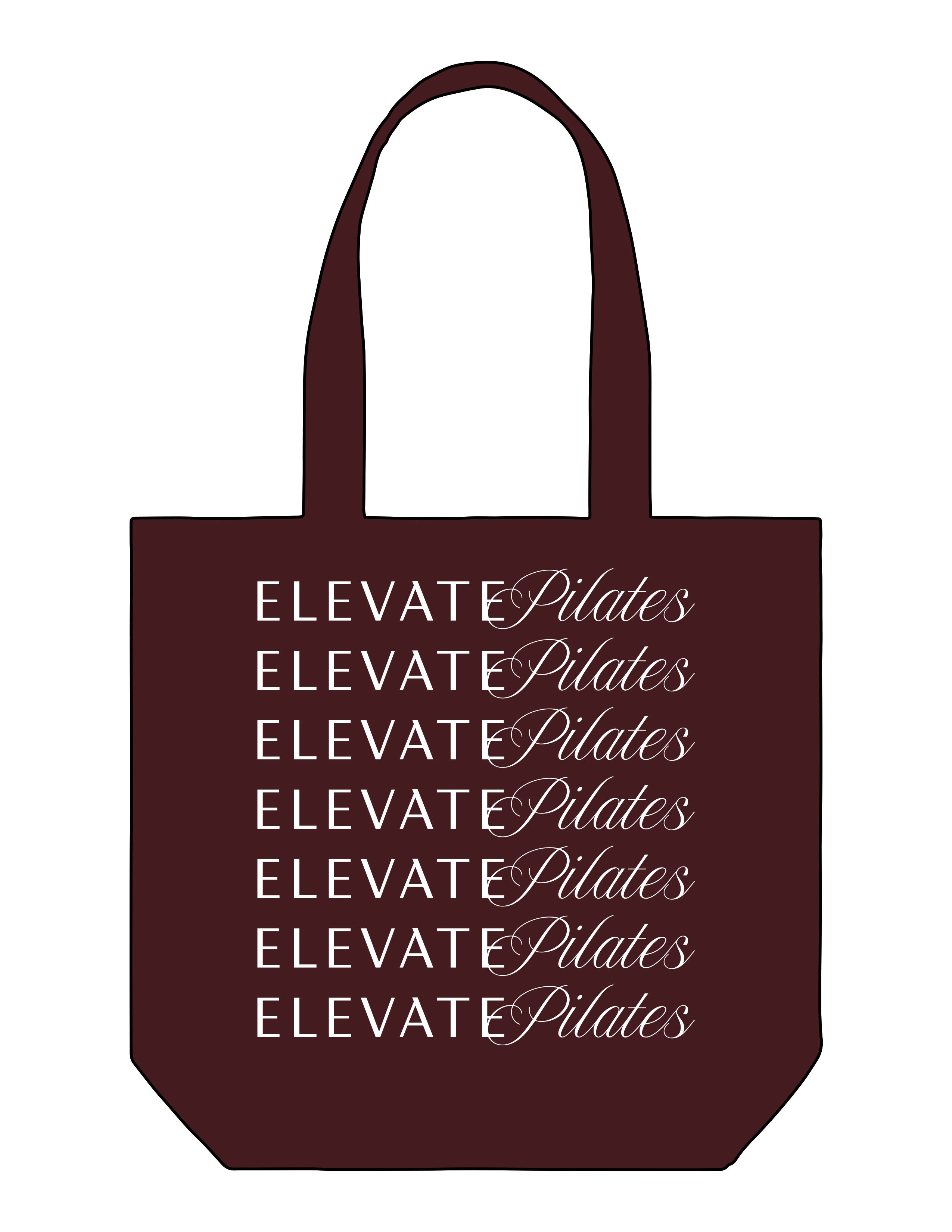 The Promo Tote Bag - Maroon - Elevate Pilates - Body Stacked - Printed - White