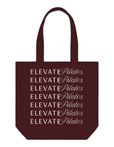 The Promo Tote Bag - Maroon - Elevate Pilates - Body Stacked - Printed - White