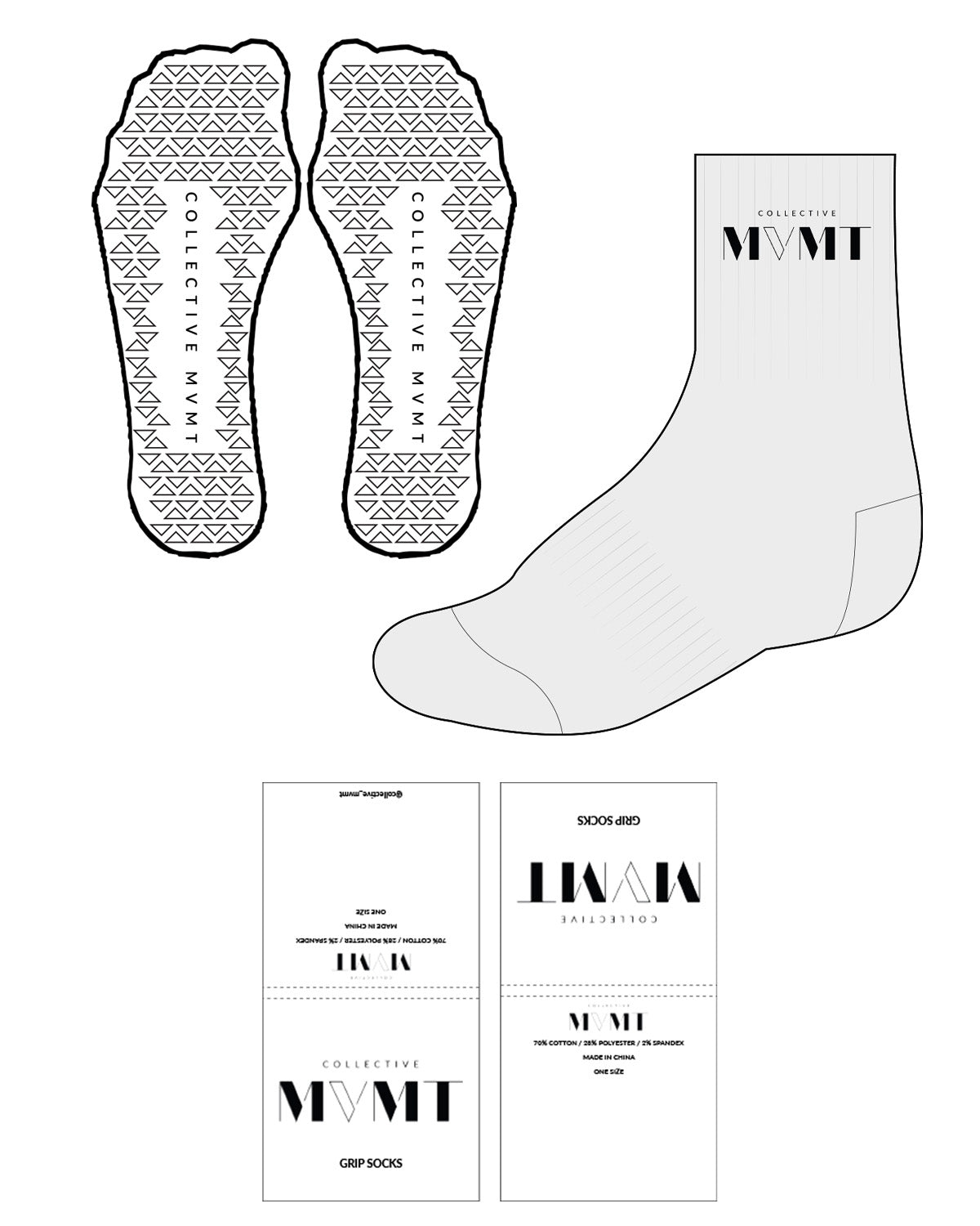 The 3/4 Crew Sock - Heather - Collective Movement - Top Center - Black