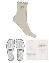 The 3/4 Crew Sock - Oat Milk - GripTide - Top Logo - Embroidered - Brown - Hexagon Grip - Brown