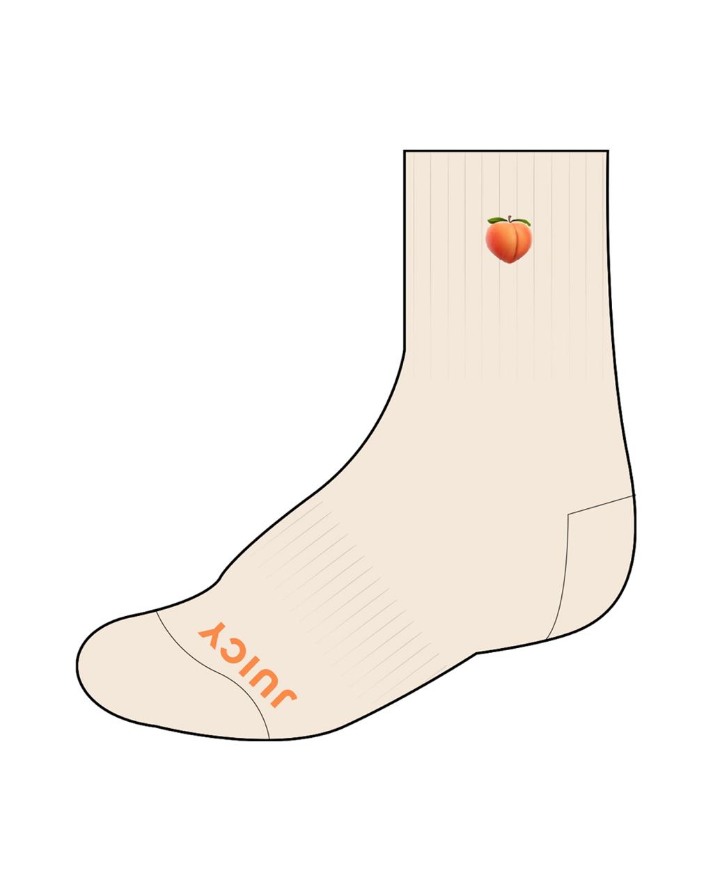 The 3/4 Crew Sock - Light Orange - House of Lagree - Peach & Bottom Text - Embroidered Peach Logos - Circle Shape Grip - Transparent