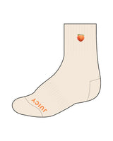 The 3/4 Crew Sock - Light Orange - House of Lagree - Peach & Bottom Text - Embroidered Peach Logos - Circle Shape Grip - Transparent