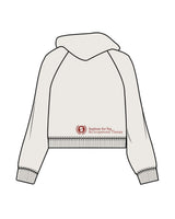 The Womens Crop Hoodie - Bone - Institute 4 Sex & Occupational - Full Front Center & Bottom Left Corner - Red (8B2824)