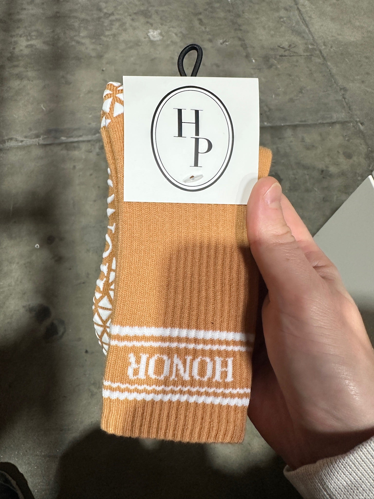 The Crew Sock - Camel / White - Honor Pilates