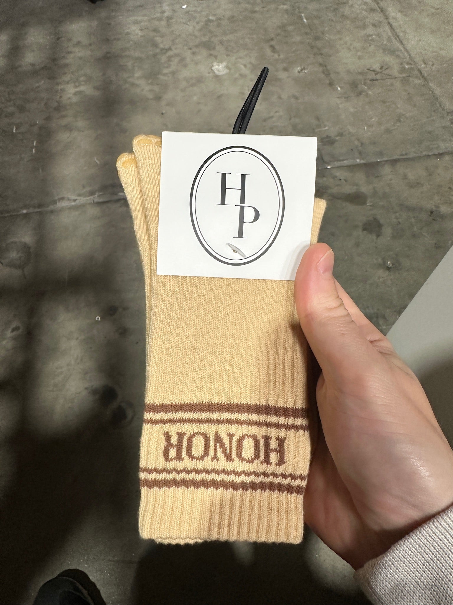 The Crew Sock - Cream / Brown - Honor Pilates