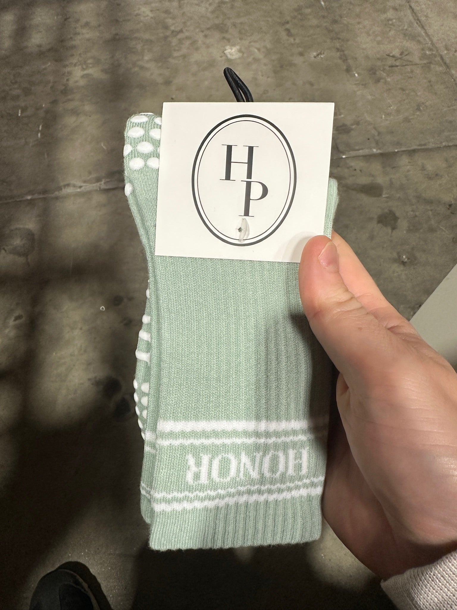 The Crew Sock - Sage / White - Honor Pilates