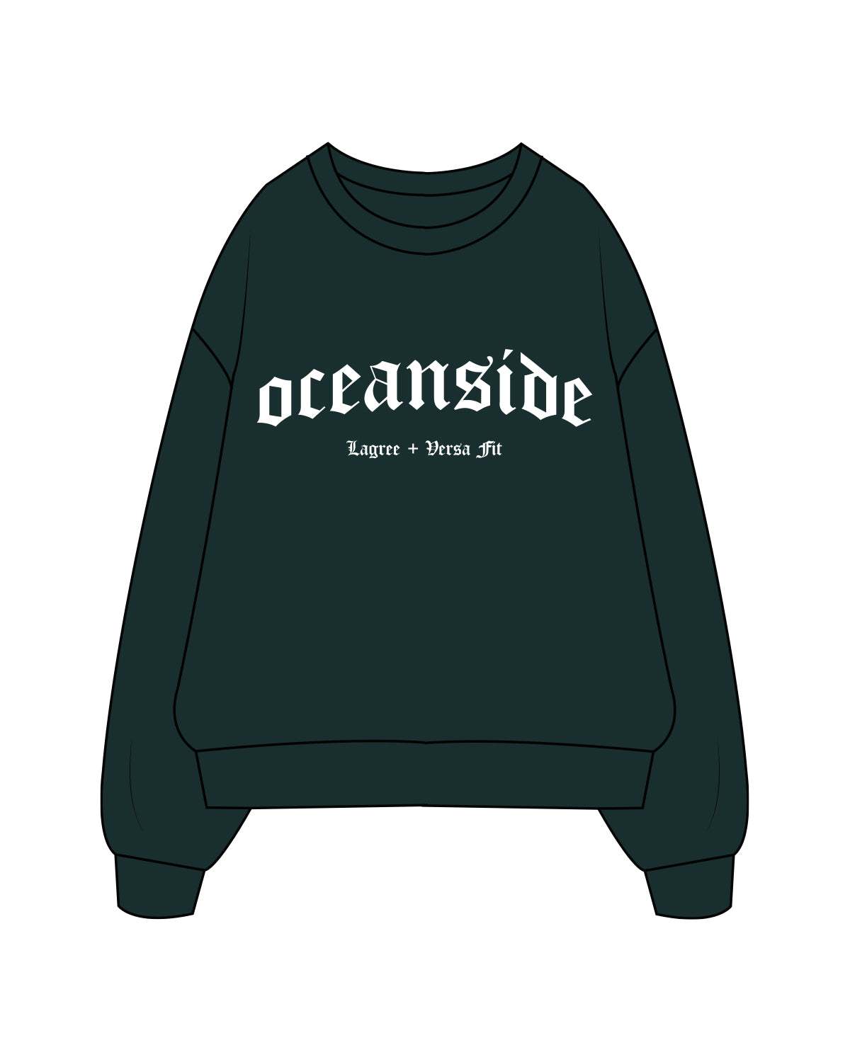 The Mens Crewneck - Pine Green- Lagree Versa - Center Chest Stacked - White