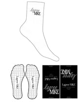 The 3/4 Crew Sock - White - LagreeMKE - Top Logo Stacked - Embroidered - Black - Circle Grip - Black