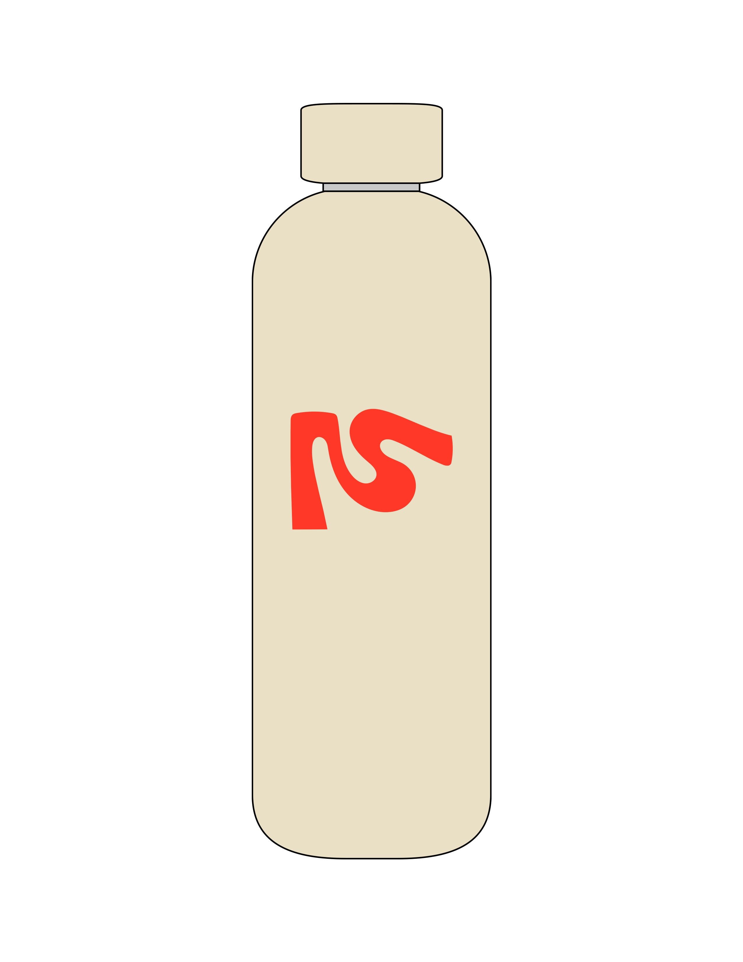 The Water Bottle - Cream - Moov Seattle - Center Body - Printed - Orange