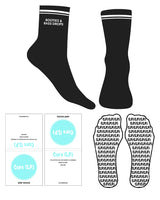 The 3/4 Crew Sock - Black - Core LP - 2 Strips - Top Logo Stacked - White - Custom Shape Grip - White