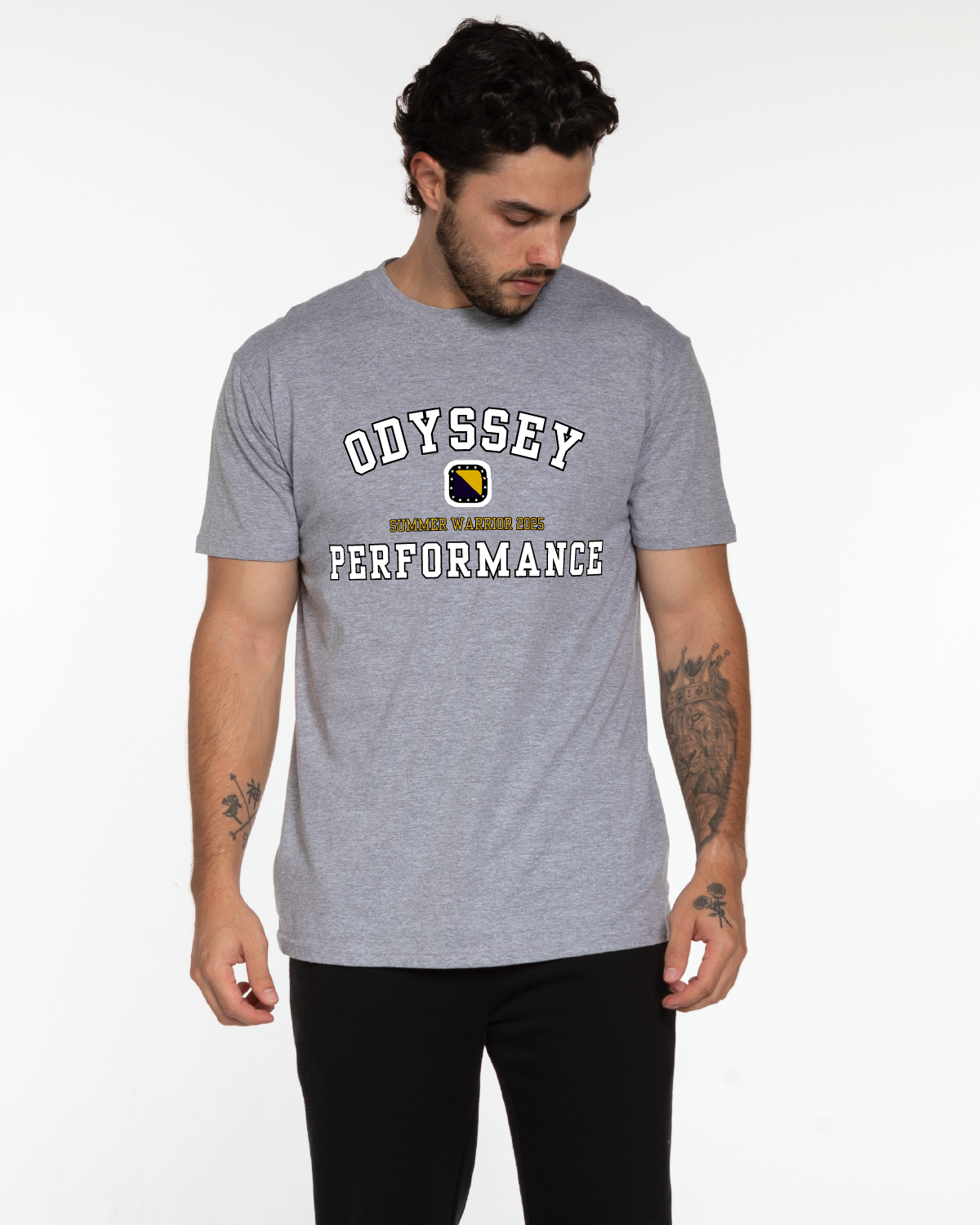 The Mens Tee - Heather - Odyssey Performance - Center Chest Stacked - Full Color