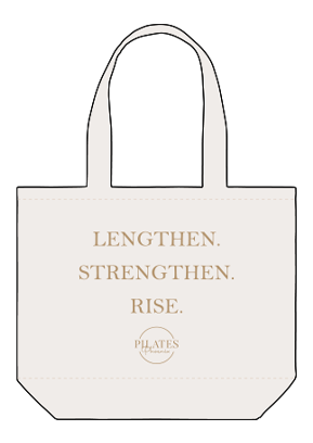 The Tote Bag - Natural - Pilates Phoenix - Front Body Stacked - Printed - Khaki