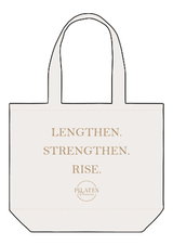 The Tote Bag - Natural - Pilates Phoenix - Front Body Stacked - Printed - Khaki