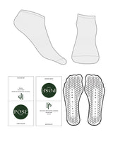 The Ankle Sock - Pose Pilates - Heather - Green Grip