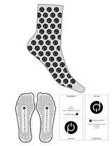 The 3/4 Crew Sock - Heather - Powerhouse Pilates - Full Pattern - Black - Hexagonal Shape Grip - Transparent