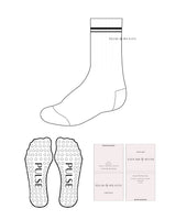 The Crew Sock - Pulse Pilates - 2 Lines - Center Text & Icon - Black - Grip - Black