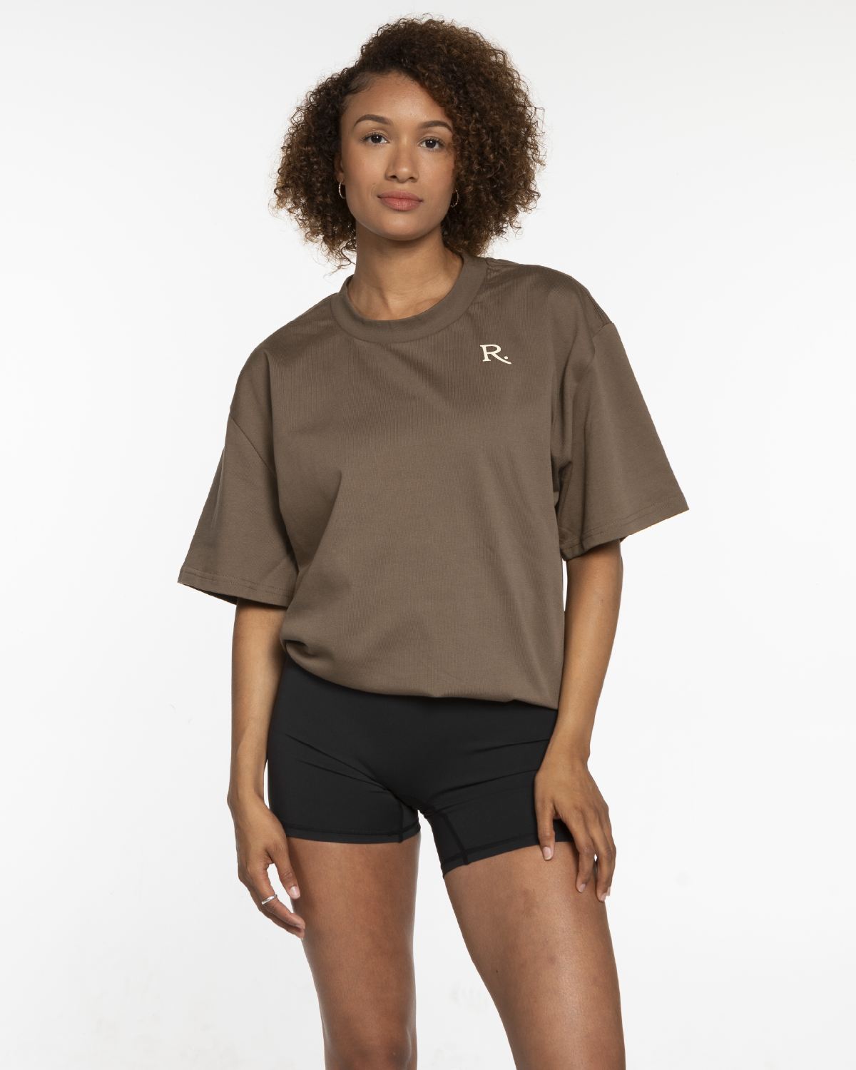 The Mens Heavyweight Tee - Walnut - Raising Rock - Left Chest & Back Stacked - Printed - Cream