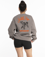 The Mens Crewneck - Washed Gray - Raising Rock - Left Chest & Back Center - Printed - Full Color